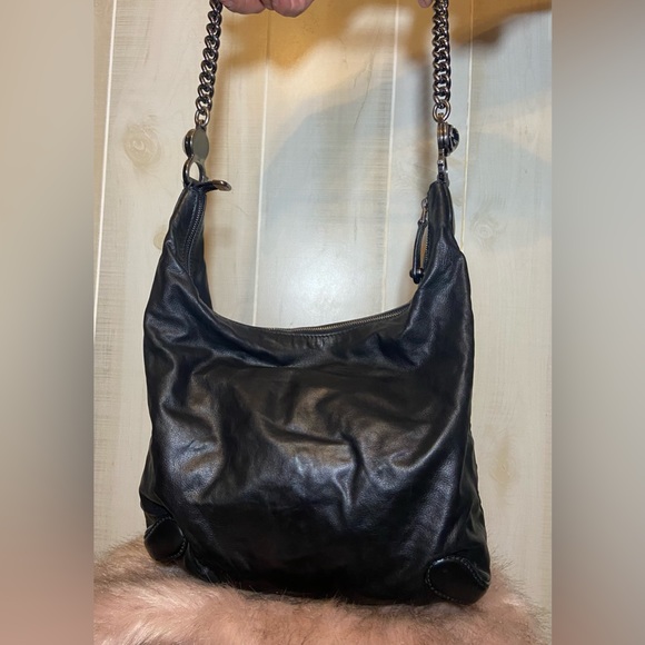 GUCCI black leather Hobo bag galaxy chain / with dustbag and Gucci cards - Picture 2 of 14